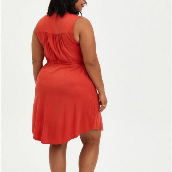 Torrid Brick Red Challis Zip Front Mini Shirt Dress Sz 14/16 - Picture 11 of 14